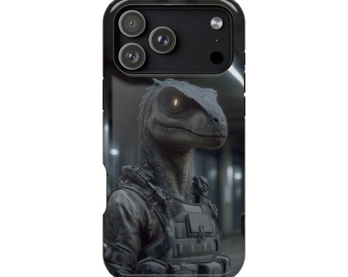 Raptor Special Forces Soldier Dinosaur Phone Case: iPhone, Galaxy, Pixel - Lifetime Warranty