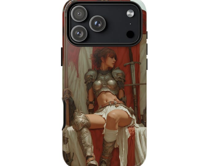 Armored Knight Girl Warrior Resting Phone Case: iPhone, Galaxy, Pixel - Lifetime Warranty