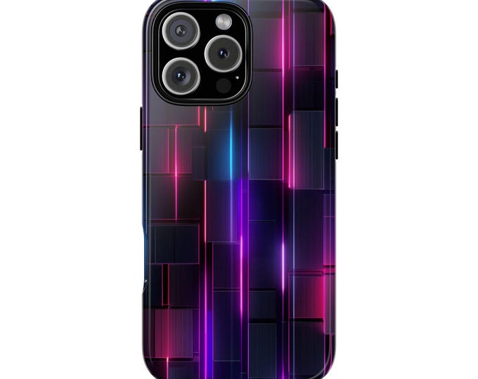 Neon Vibrant Purple Blue Beams Phone Case: iPhone, Galaxy, Pixel - Lifetime Warranty