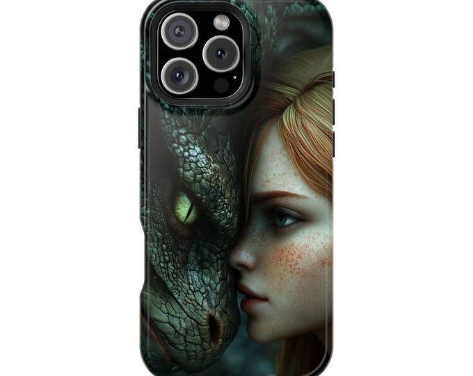 Dragon Freckled Redhead Girl Fantasy Scene Phone Case: iPhone, Galaxy, Pixel - Lifetime Warranty