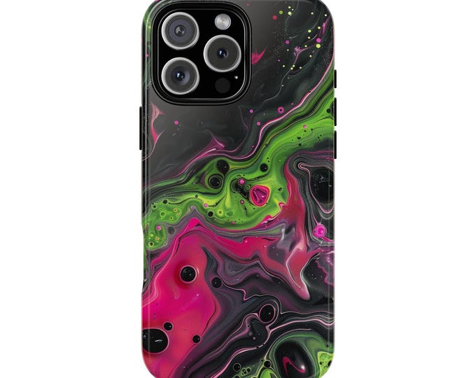 Corrosive Blast Pink Green Hydro Dip Liquid Phone Case: iPhone, Samsung Galaxy, Pixel - Lifetime Warranty
