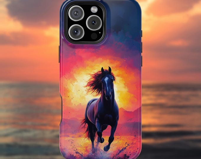 Magnificent Horse Running Sunset River Phone Case: iPhone, Galaxy, Pixel - Lifetime Warranty