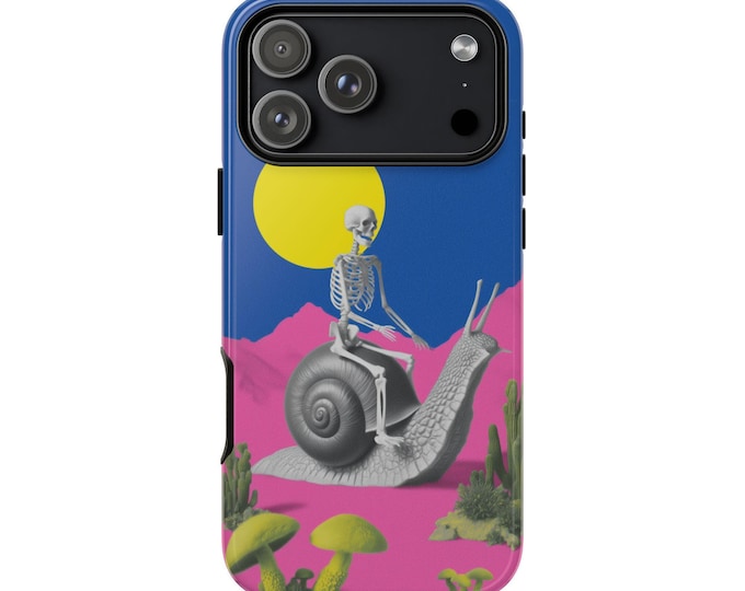 Skeleton Giant Snail Weird Dreamscape Phone Case: iPhone, Galaxy, Pixel - Lifetime Warranty