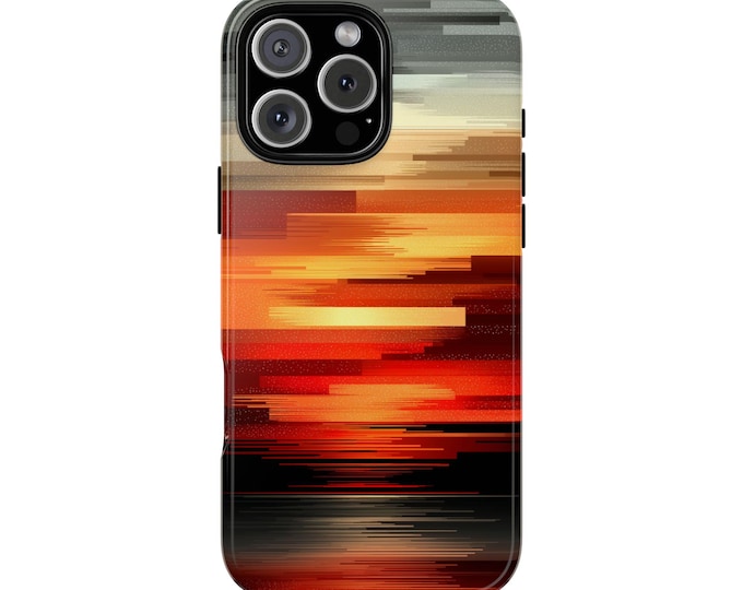 Orange Sunset Gradient Gray Pattern Phone Case: iPhone, Galaxy, Pixel - Lifetime Warranty