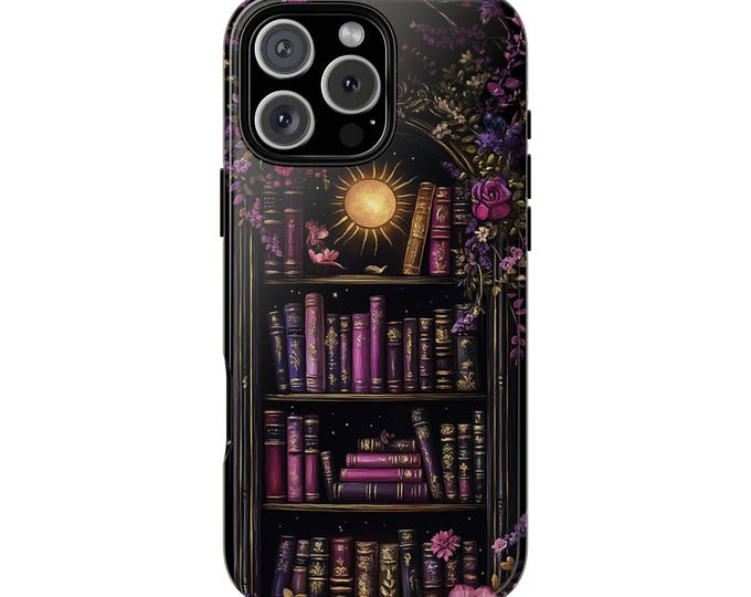 Purple Bookshelf Library Books Flowers Phone Case for iPhone | Samsung Galaxy | Google Pixel