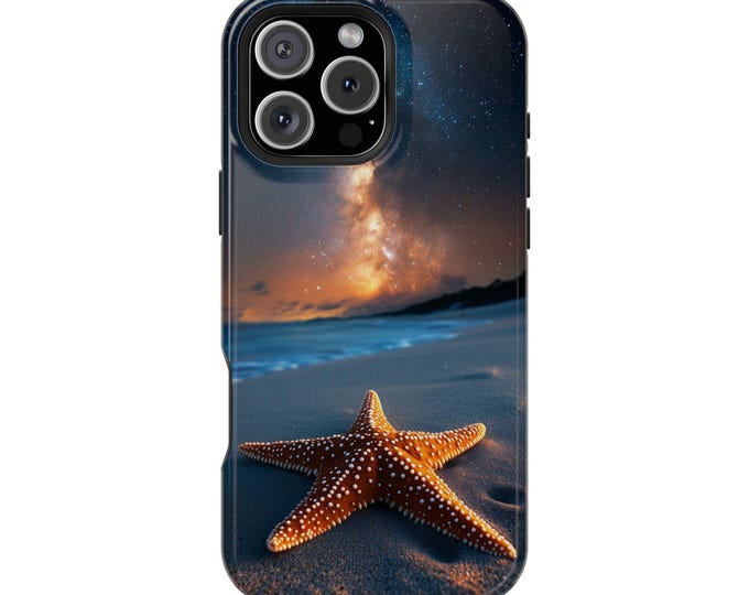 Starfish Beach Night Stars Sea Star Phone Case: iPhone, Galaxy, Pixel - Lifetime Warranty
