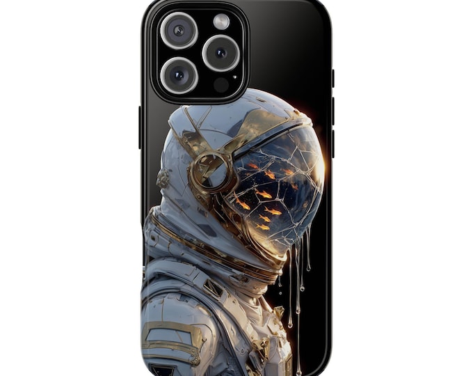 Astronaut Floating Fish Cracked Helmet Phone Case: iPhone, Galaxy, Pixel - Lifetime Warranty