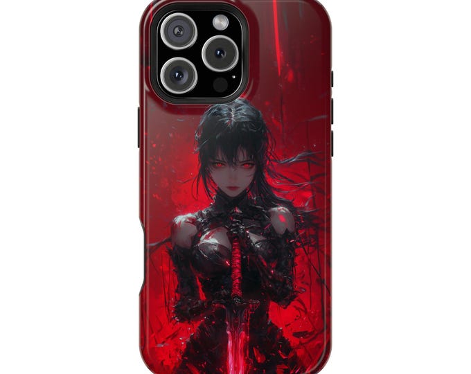 Crimson Warrior Gothic Anime Girl Phone Case: iPhone, Galaxy, Pixel - Lifetime Warranty
