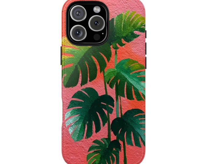 Watercolor Palm Leaves Coral Phone Case for iPhone | Samsung Galaxy | Google Pixel