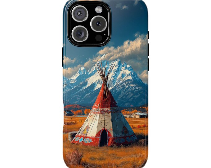 Native American Tipi Dakota Mountains Phone Case: iPhone, Galaxy, Pixel - MagSafe Compatible