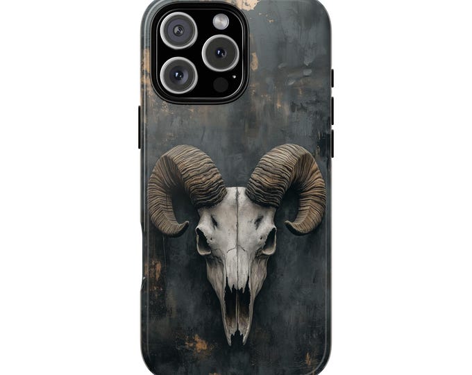 Ram Horn Skull Dark Gray Phone Case: iPhone, Galaxy, Pixel - Lifetime Warranty