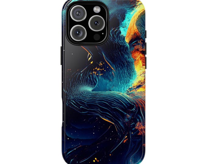 Iridescent Glitch Blue Wave Glow Phone Case: iPhone, Galaxy, Pixel - Lifetime Warranty