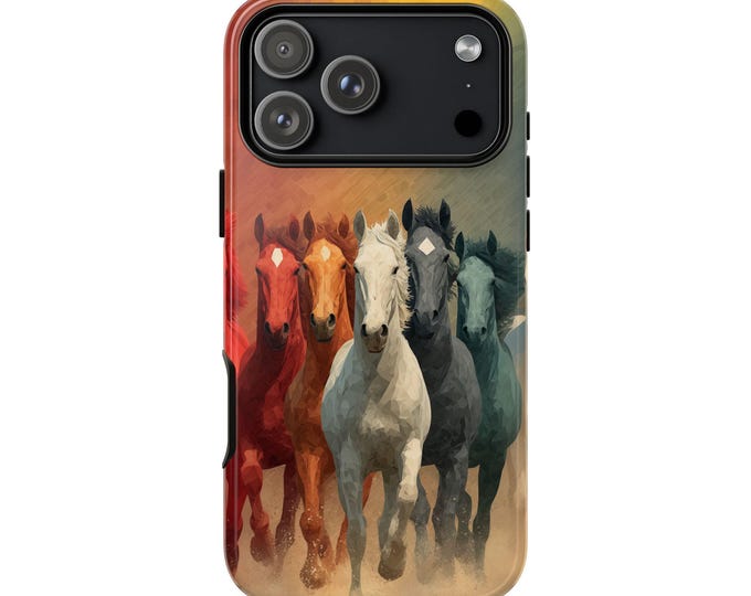 Horses Colorful Dust Wild Stallions Phone Case: iPhone, Galaxy, Pixel - Lifetime Warranty