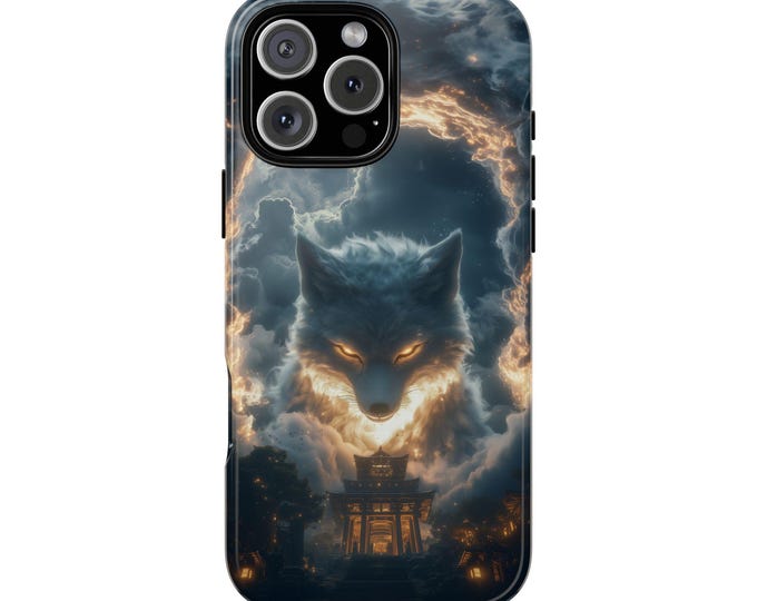 Giant Kitsune Fox White Clouds Glow Phone Case: iPhone, Galaxy, Pixel - Lifetime Warranty