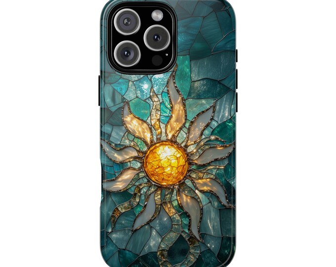 Sun Rays Stained Glass Teal Blue Sunshine Glow Shine - Phone Case for iPhone | Samsung Galaxy | Pixel