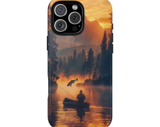 Sunrise Bass Fishing Mountain Lake Fish Phone Case: iPhone, Galaxy, Pixel - Lifetime Warranty