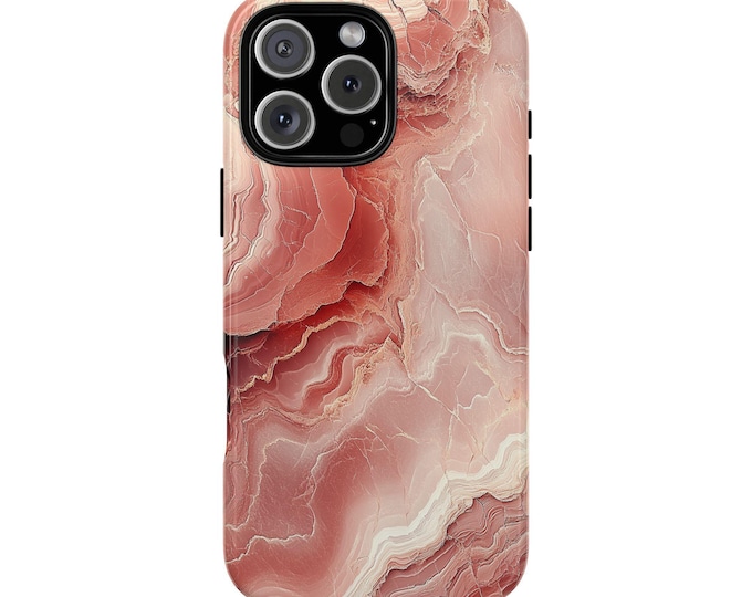 Rose Pink Marble Stone Fusion Phone Case: iPhone, Galaxy, Pixel - Lifetime Warranty