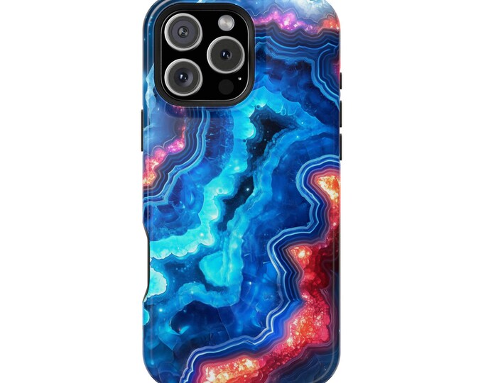 Dreamy Blue Red Agate Geode Crystal Rock Phone Case: iPhone, Galaxy, Pixel - Lifetime Warranty