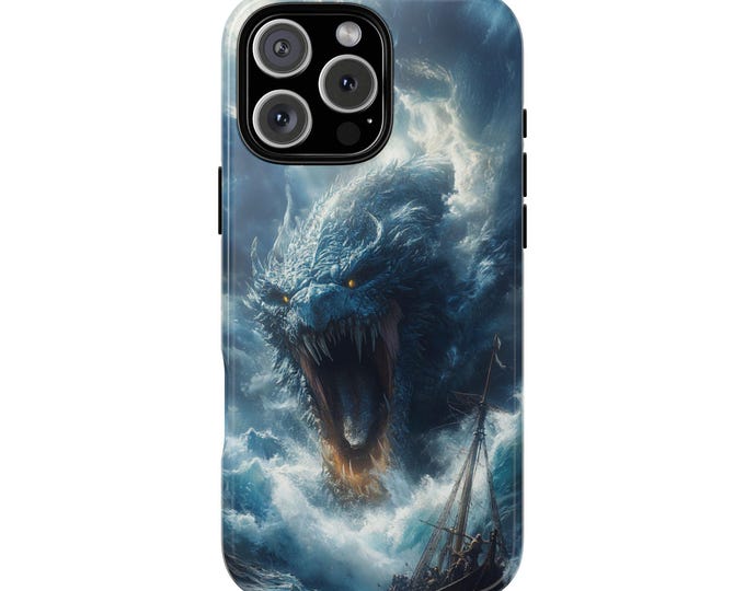 Sea Dragon Serpent Monster Battles Ship Phone Case: iPhone, Galaxy, Pixel - Lifetime Warranty