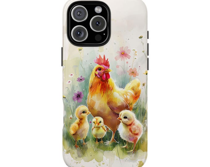 Chicken Hen Baby Chicks Floral Phone Case: iPhone, Galaxy, Pixel - Lifetime Warranty
