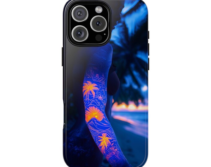 Hawaii Glowing Tribal Neon Tattoo Girl Phone Case: iPhone, Galaxy, Pixel - Lifetime Warranty