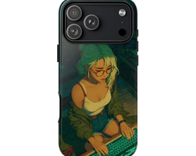 High Tech Hacker Anime Girl Phone Case: iPhone, Galaxy, Pixel - Lifetime Warranty