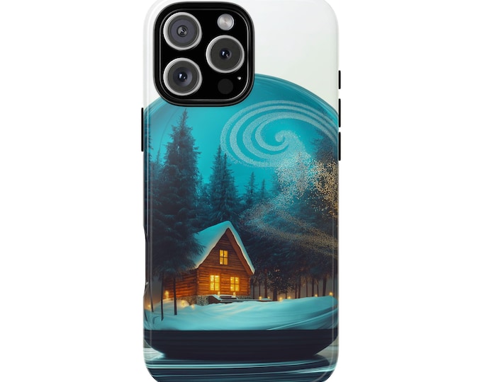 Winter Cabin Snow Globe Phone Case: iPhone, Galaxy, Pixel - Lifetime Warranty
