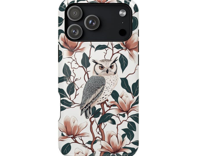 Owl Vintage Linocut Flower Vines Phone Case: iPhone, Galaxy, Pixel - Lifetime Warranty