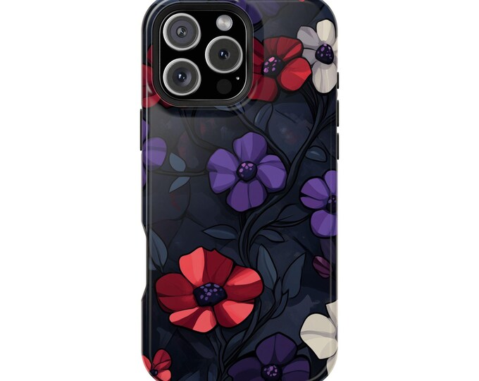 Magenta Purple Floral Phone Case: iPhone, Galaxy, Pixel - Magsafe Compatible