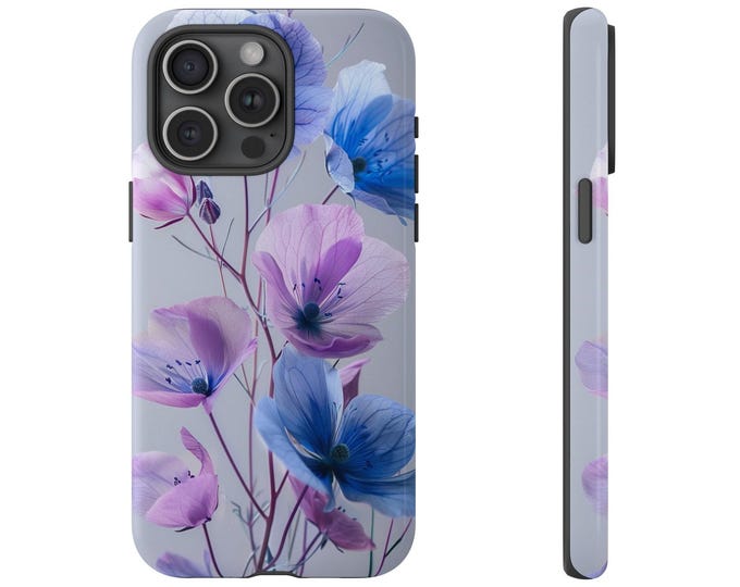Purple Blue Wildflower Minimalist Floral Phone Case for iPhone | Samsung Galaxy | Google Pixel