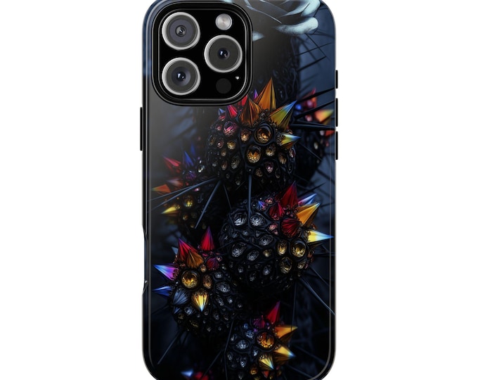 Black Cactus Colorful Glass Shards Phone Case: iPhone, Galaxy, Pixel - Lifetime Warranty