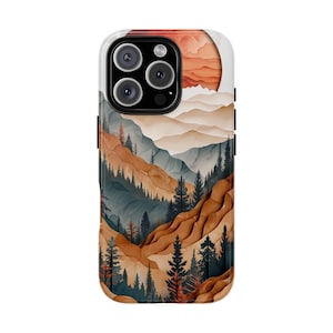 Pine Woods Forest Tree Rusty Mountains Moon - Impact Phone Case for iPhone Magsafe Compatible | Galaxy | Pixel