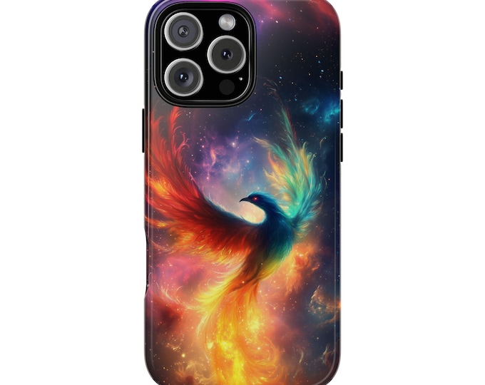 Neon Phoenix Bird Colorful Burst Nebula Phone Case: iPhone, Galaxy, Pixel - Lifetime Warranty