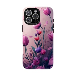 Beautiful Pink Purple Flowers Tulip Wildflowers Phone Case: iPhone, Galaxy, Pixel - MagSafe Compatible