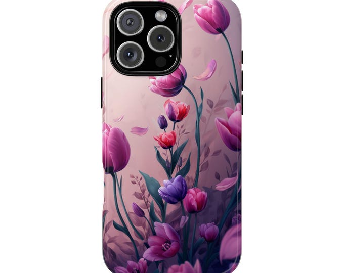 Beautiful Pink Purple Flowers Tulip Wildflowers Phone Case: iPhone, Galaxy, Pixel - Lifetime Warranty