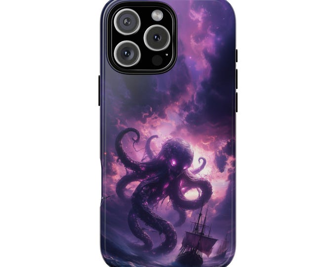 Purple Dimension Kraken Sea Ships Octopus Phone Case: iPhone, Galaxy, Pixel - Lifetime Warranty