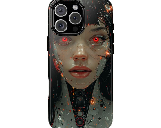 Android Girl Red Eyes Anime Woman Futuristic Cyborg - Phone Case for iPhone | Samsung Galaxy | Pixel