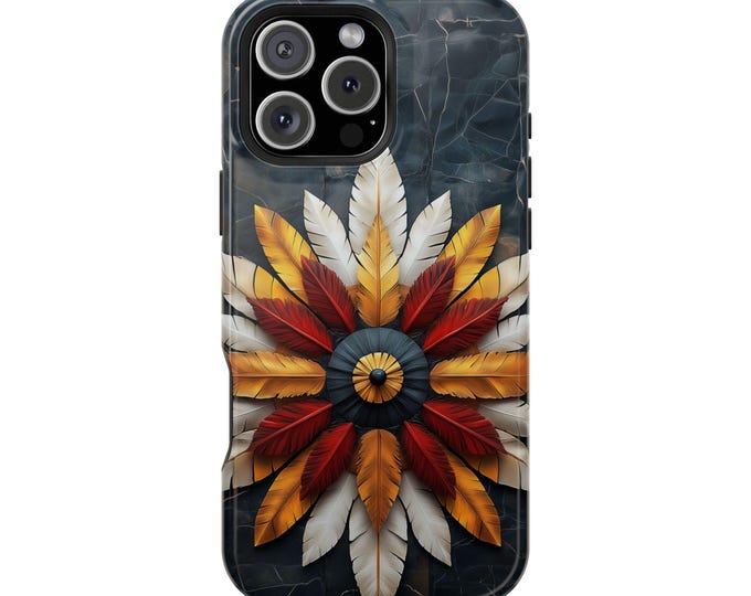 Aztec Eagle Feathers Mandala Pattern Phone Case: iPhone, Galaxy, Pixel - Lifetime Warranty