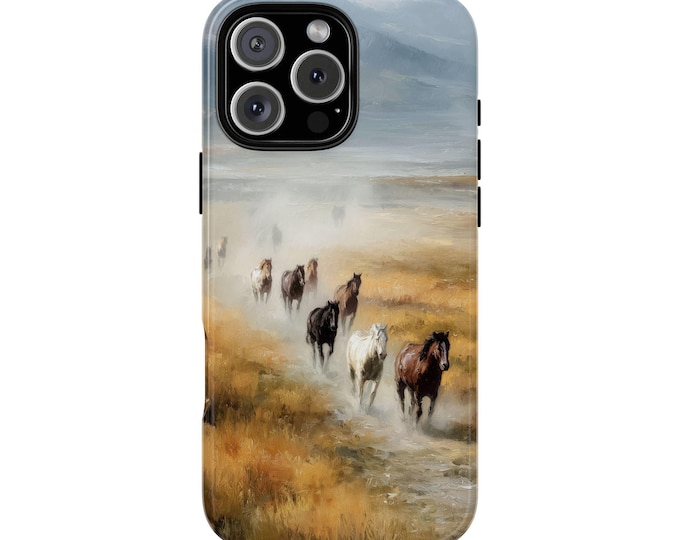 Wild Horses Running Open Plains Valley Phone Case: iPhone, Galaxy, Pixel - Lifetime Warranty