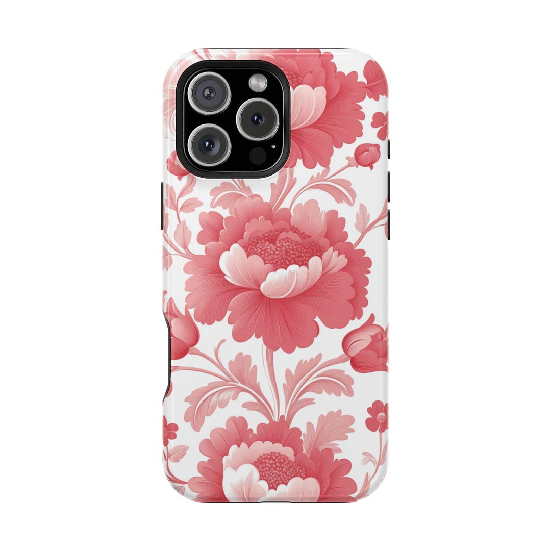 Pink Floral Rococo Vines Phone Case for iPhone 16 15 14 13 12 11 Pro ...