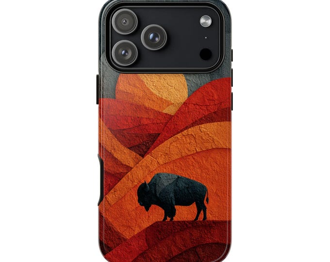 Gradient Buffalo Sun Bison Art Phone Case: iPhone, Galaxy, Pixel - Lifetime Warranty