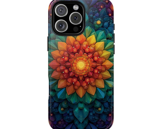 Kaleidoscope Crystalline Colorful Neon Mandala Phone Case: iPhone, Galaxy, Pixel - Lifetime Warranty
