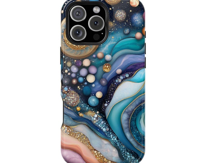 Marble Teal Purple Abstract Swirls Cosmos Phone Case: iPhone, Galaxy, Pixel - Lifetime Warranty