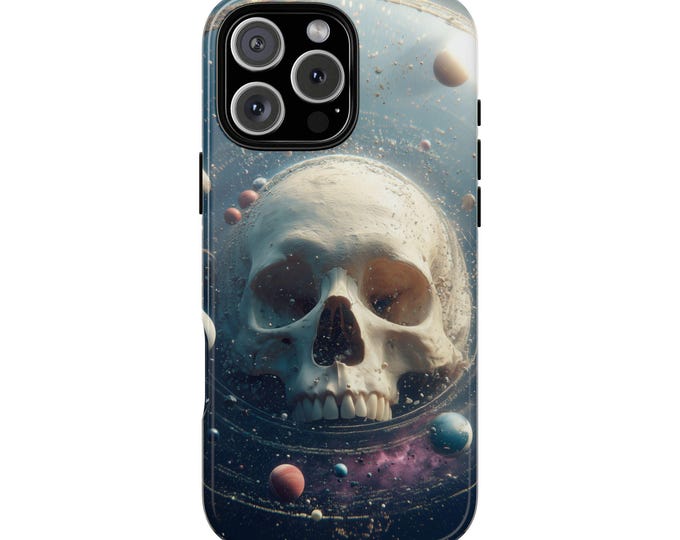Skull Orbit Planet Worlds Cosmic Outer Space Phone Case: iPhone, Galaxy, Pixel - Lifetime Warranty