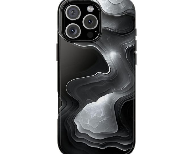Agate Geode Silver Marble Abstract Phone Case: iPhone, Galaxy, Pixel - Lifetime Warranty