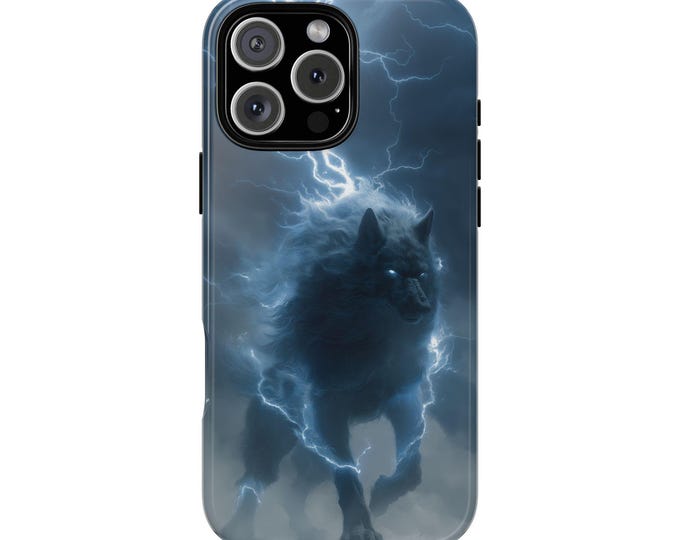 Powerful Black Wolf Lightning Electric Wolves Phone Case: iPhone, Galaxy, Pixel - MagSafe Compatible