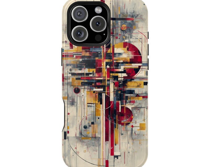 Bauhaus Abstract Colors Beige Canvas Artwork Phone Case: iPhone, Galaxy, Pixel - Lifetime Warranty