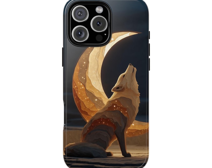 Howling Coyote Crescent Moon Phone Case: iPhone, Galaxy, Pixel - Lifetime Warranty