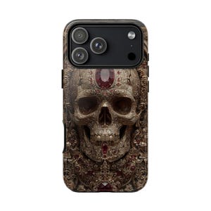 Ruby Jeweled Skull Ornate Motifs Phone Case: iPhone | Samsung Galaxy | Google Pixel