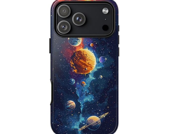 Space Planets Pixel Bit System Cosmos Phone Case: iPhone, Galaxy, Pixel - Lifetime Warranty